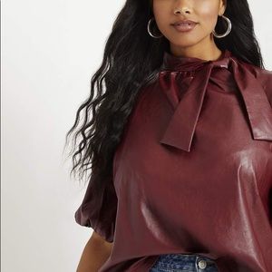 Eloquii Top- Faux Leather Blouse
